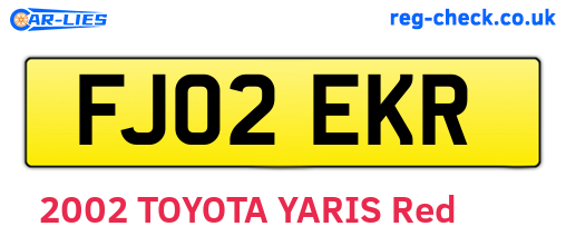 FJ02EKR are the vehicle registration plates.