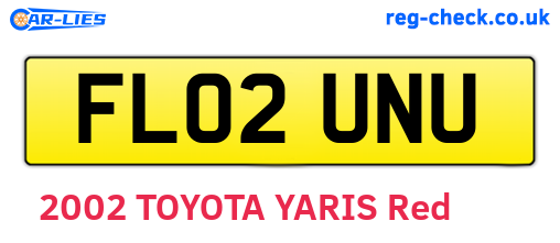 FL02UNU are the vehicle registration plates.