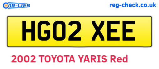 HG02XEE are the vehicle registration plates.