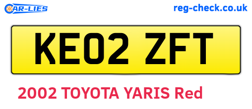 KE02ZFT are the vehicle registration plates.