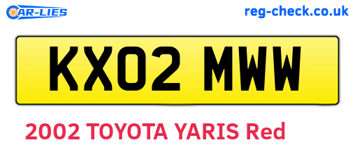 KX02MWW are the vehicle registration plates.