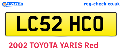 LC52HCO are the vehicle registration plates.
