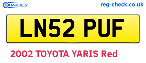 LN52PUF are the vehicle registration plates.
