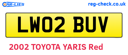 LW02BUV are the vehicle registration plates.