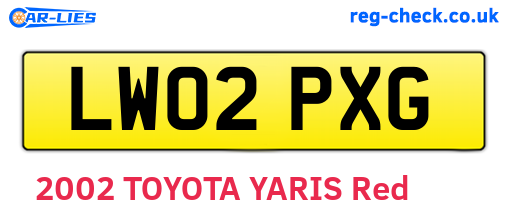 LW02PXG are the vehicle registration plates.
