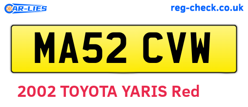 MA52CVW are the vehicle registration plates.
