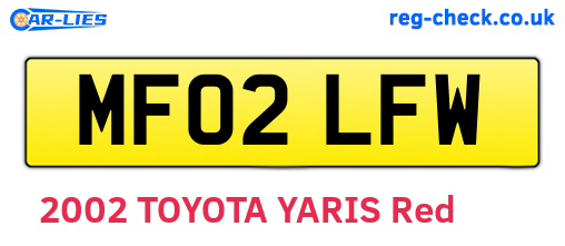 MF02LFW are the vehicle registration plates.