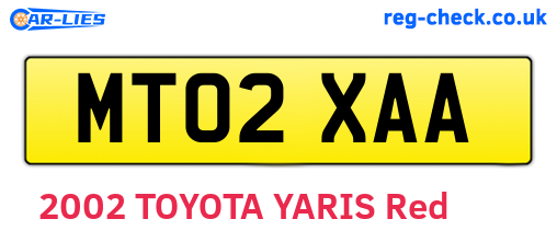 MT02XAA are the vehicle registration plates.