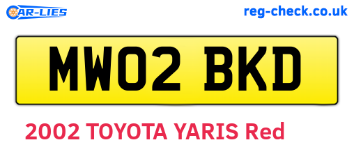 MW02BKD are the vehicle registration plates.