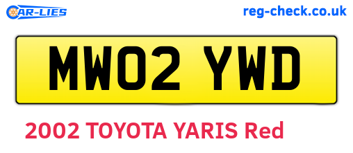MW02YWD are the vehicle registration plates.