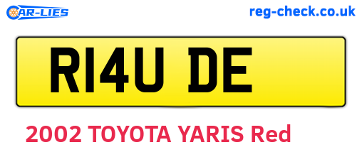 R14UDE are the vehicle registration plates.