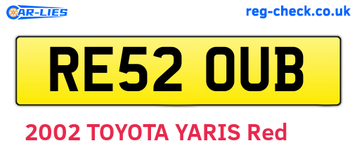 RE52OUB are the vehicle registration plates.