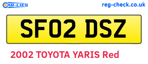 SF02DSZ are the vehicle registration plates.