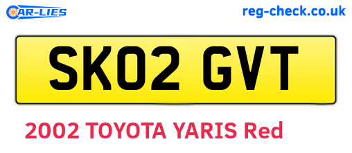 SK02GVT are the vehicle registration plates.