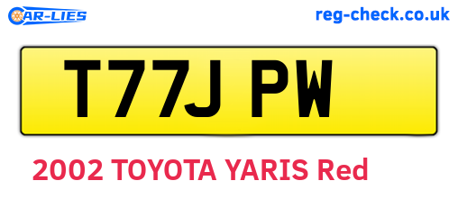 T77JPW are the vehicle registration plates.