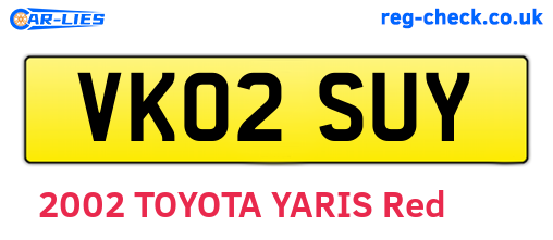 VK02SUY are the vehicle registration plates.