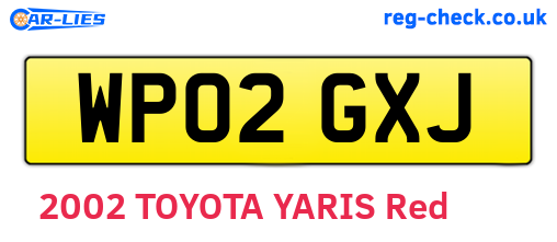 WP02GXJ are the vehicle registration plates.