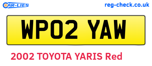 WP02YAW are the vehicle registration plates.