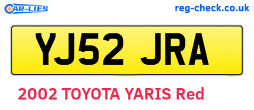 YJ52JRA are the vehicle registration plates.