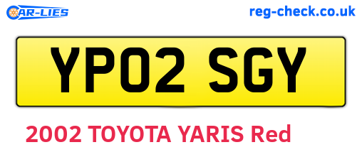 YP02SGY are the vehicle registration plates.