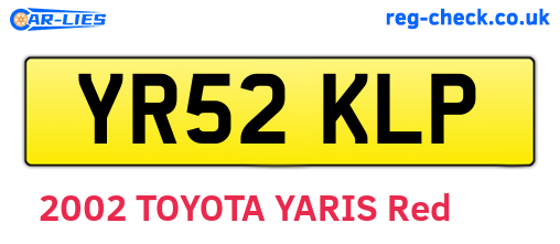 YR52KLP are the vehicle registration plates.