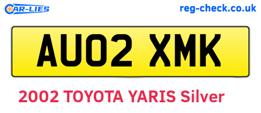 AU02XMK are the vehicle registration plates.