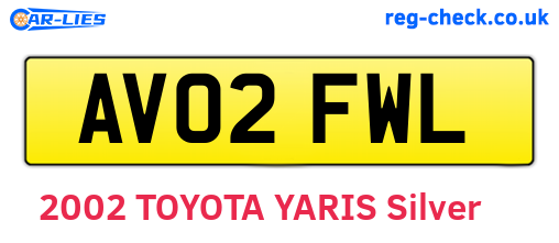 AV02FWL are the vehicle registration plates.