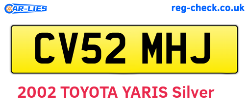 CV52MHJ are the vehicle registration plates.