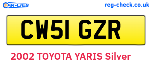 CW51GZR are the vehicle registration plates.
