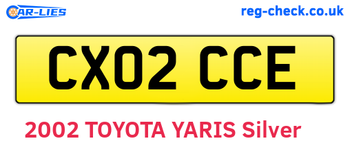 CX02CCE are the vehicle registration plates.