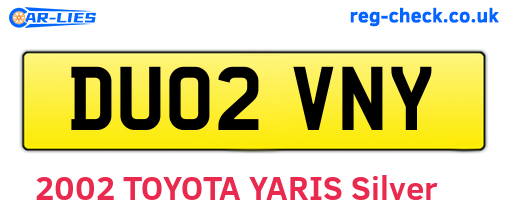 DU02VNY are the vehicle registration plates.