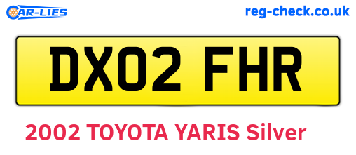DX02FHR are the vehicle registration plates.