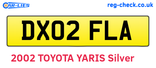 DX02FLA are the vehicle registration plates.
