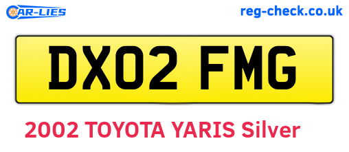 DX02FMG are the vehicle registration plates.