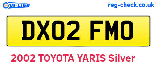 DX02FMO are the vehicle registration plates.