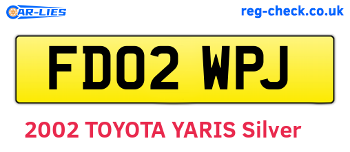 FD02WPJ are the vehicle registration plates.