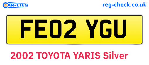 FE02YGU are the vehicle registration plates.