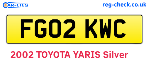 FG02KWC are the vehicle registration plates.
