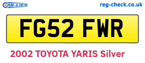 FG52FWR are the vehicle registration plates.