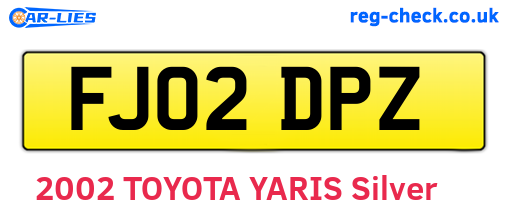 FJ02DPZ are the vehicle registration plates.