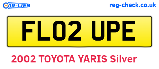 FL02UPE are the vehicle registration plates.