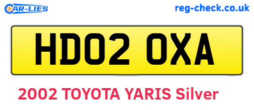 HD02OXA are the vehicle registration plates.