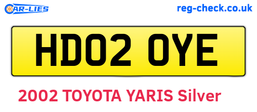 HD02OYE are the vehicle registration plates.