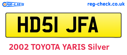 HD51JFA are the vehicle registration plates.