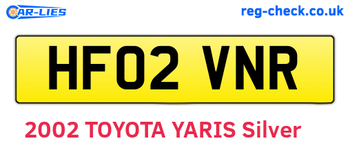 HF02VNR are the vehicle registration plates.