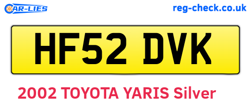 HF52DVK are the vehicle registration plates.