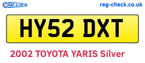 HY52DXT are the vehicle registration plates.