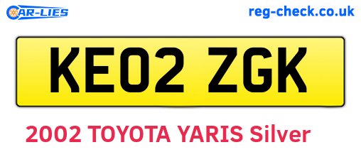 KE02ZGK are the vehicle registration plates.
