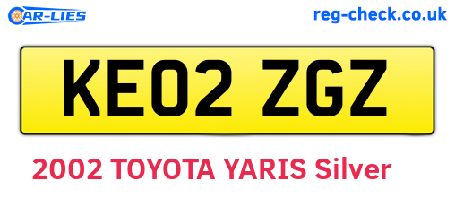 KE02ZGZ are the vehicle registration plates.