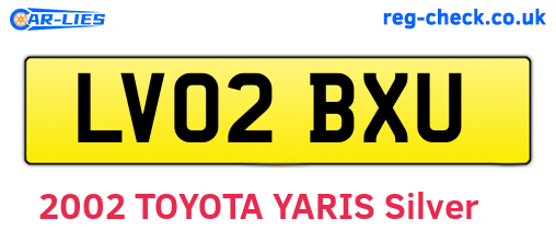 LV02BXU are the vehicle registration plates.